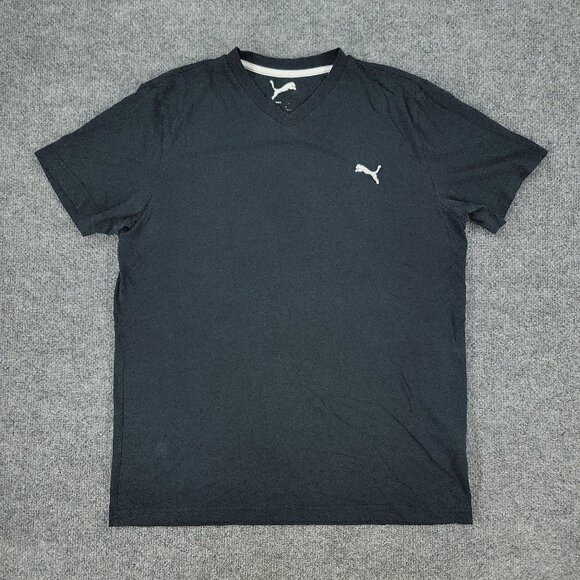 Puma Other - Puma Shirt Men Medium Black V-Neck Short Sleeve Pullover Embroidered Logo Adult